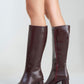 Paradis - Burgundy Block Heel Knee-High Boot (Women)