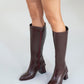 Paradis - Burgundy Block Heel Knee-High Boot (Women)