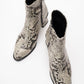 Nina - Black White Patterned Block Heel Ankle Boot (Women)