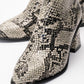 Nina - Black White Patterned Block Heel Ankle Boot (Women)