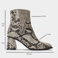 Nina - Black White Patterned Block Heel Ankle Boot (Women)