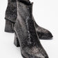 Nina - Black Patterned Block Heel Ankle Boot (Women)
