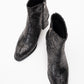 Nina - Black Patterned Block Heel Ankle Boot (Women)