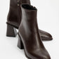 Maura - Brown Block Heel Ankle Boot (Women)