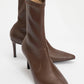 Thalin - Brown Pointed Toe Side Zip Slim Heel Boot (Women)