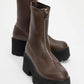 Ovil - Brown Thick Sole Zip Boot (Women)
