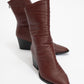 Laval - Burgundy Back-Zip Block Heel Boot (Women)