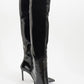 Cleja - Black Patent Slim Heel Over-The-Knee Boot (Women)