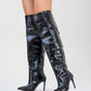 Cleja - Black Patent Slim Heel Over-The-Knee Boot (Women)