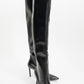 Cleja - Black Slim Heel Over-The-Knee Boot (Women)