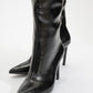 Cleja - Black Slim Heel Over-The-Knee Boot (Women)