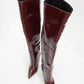 Cleja - Burgundy Patent Stiletto Heel Over-The-Knee Boot (Women)