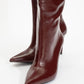Cleja - Burgundy Patent Stiletto Heel Over-The-Knee Boot (Women)