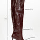 Cleja - Burgundy Patent Stiletto Heel Over-The-Knee Boot (Women)