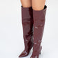 Cleja - Burgundy Patent Stiletto Heel Over-The-Knee Boot (Women)