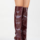 Cleja - Burgundy Patent Stiletto Heel Over-The-Knee Boot (Women)