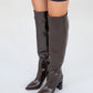 Lepa - Brown Chunky Heel Over-The-Knee Boot (Women)