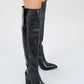 Lepa - Black Chunky Heel Over-The-Knee Boot (Women)