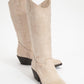 Liana - Beige Suede Chunky Heel Western Boot (Women)