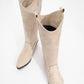 Liana - Beige Suede Chunky Heel Western Boot (Women)