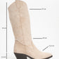 Liana - Beige Suede Chunky Heel Western Boot (Women)