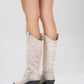 Liana - Beige Suede Chunky Heel Western Boot (Women)