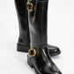 Grand - Black Gold Buckle Mid-Calf Boot (Women)