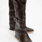 Okus - Brown Buckled Block Heel Ankle Boot (Women)