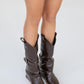 Okus - Brown Buckled Block Heel Ankle Boot (Women)