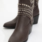 Draga - Brown Studded Block Heel Knee-High Boot (Women)