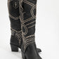 Draga - Black Studded Block Heel Knee-High Boot (Women)