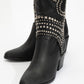Draga - Black Studded Block Heel Knee-High Boot (Women)
