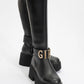 Doras - Black Platform Heel Knee-High Boot (Women)