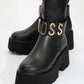 Doras - Black Platform Heel Knee-High Boot (Women)