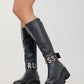Doras - Black Platform Heel Knee-High Boot (Women)