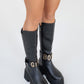 Doras - Black Platform Heel Knee-High Boot (Women)