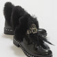 Polina Black Patent Fur Boots (Women)