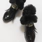Polina Black Patent Fur Boots (Women)
