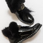 Polina Black Patent Fur Boots (Women)