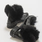 Polina Black Patent Fur Boots (Women)