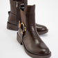 Stone - Cognac Buckled Elastic Zip Ankle Boot (Women)