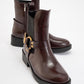 Stone - Burgundy Buckle Elastic Zip Boot (Women)