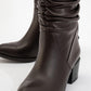 Soule - Brown Leather Heeled Short Boot (women)