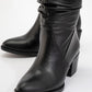 Soule - Black Genuine Leather Heeled Short Boot (Women)