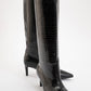 Camila - Black Printed Knee-High Boot (Women)