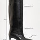 Camila - Black Printed Knee-High Boot (Women)
