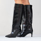 Camila - Black Printed Knee-High Boot (Women)