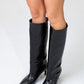 Camila - Black Printed Knee-High Boot (Women)