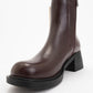 Moriah - Burgundy Buckle Elastic Side-Zip Block Heel Boot (Women)