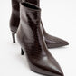 Noya Brown Pattern Stiletto Boot (Women)